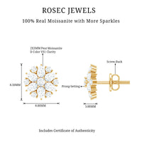 Certified Moissanite Flower Stud Earrings with Screw Back