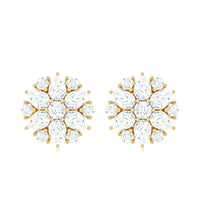 Certified Moissanite Flower Stud Earrings with Screw Back
