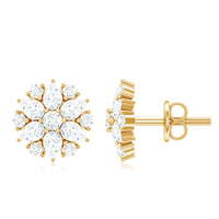 Certified Moissanite Flower Stud Earrings with Screw Back