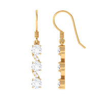 2 CT Round Moissanite Three Stone Dangle Drop Earrings