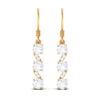 2 CT Round Moissanite Three Stone Dangle Drop Earrings
