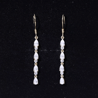 Pear and Round Cut Moissanite Dangle Earrings with Fish Hook