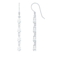 Pear and Round Cut Moissanite Dangle Earrings with Fish Hook
