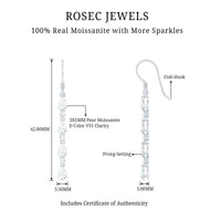 Pear and Round Cut Moissanite Dangle Earrings with Fish Hook