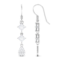 Certified Moissanite Dangle Earrings with Fish Hook