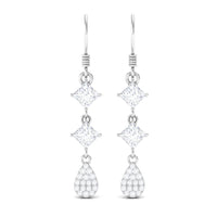 Certified Moissanite Dangle Earrings with Fish Hook