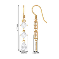 Certified Moissanite Dangle Earrings with Fish Hook