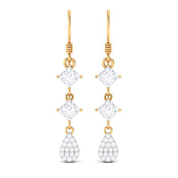 Certified Moissanite Dangle Earrings with Fish Hook