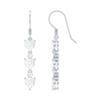 Heart and Round Shape Moissanite Dangle Earrings