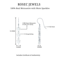 Heart and Round Shape Moissanite Dangle Earrings