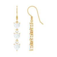 Heart and Round Shape Moissanite Dangle Earrings