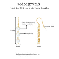 Heart and Round Shape Moissanite Dangle Earrings