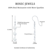 Certified Moissanite Dangling Wedding Earrings for Bride