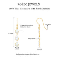 Certified Moissanite Dangling Wedding Earrings for Bride