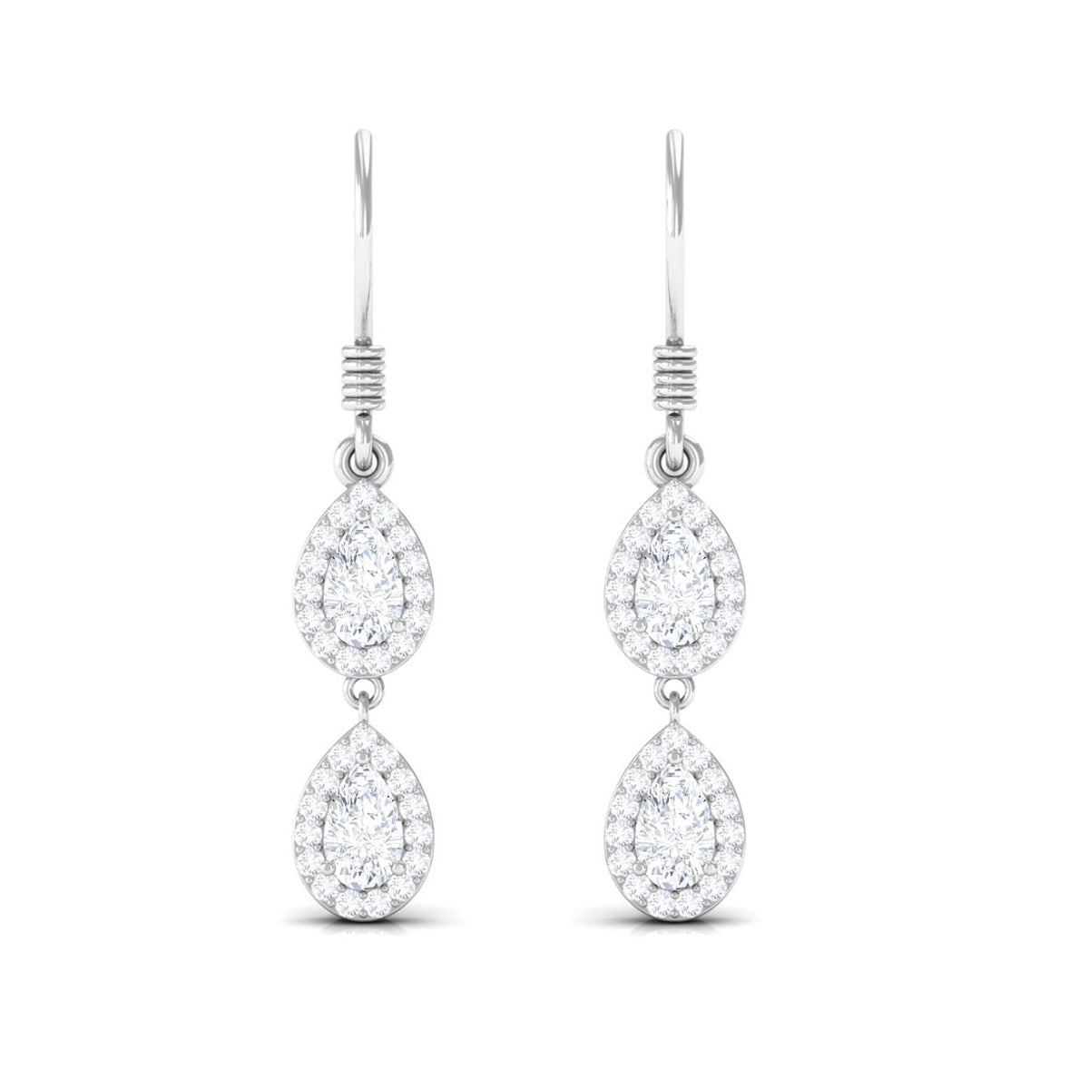 1 CT Pear and Round Cut Moissanite Dangle Earrings