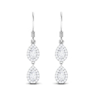 1 CT Pear and Round Cut Moissanite Dangle Earrings