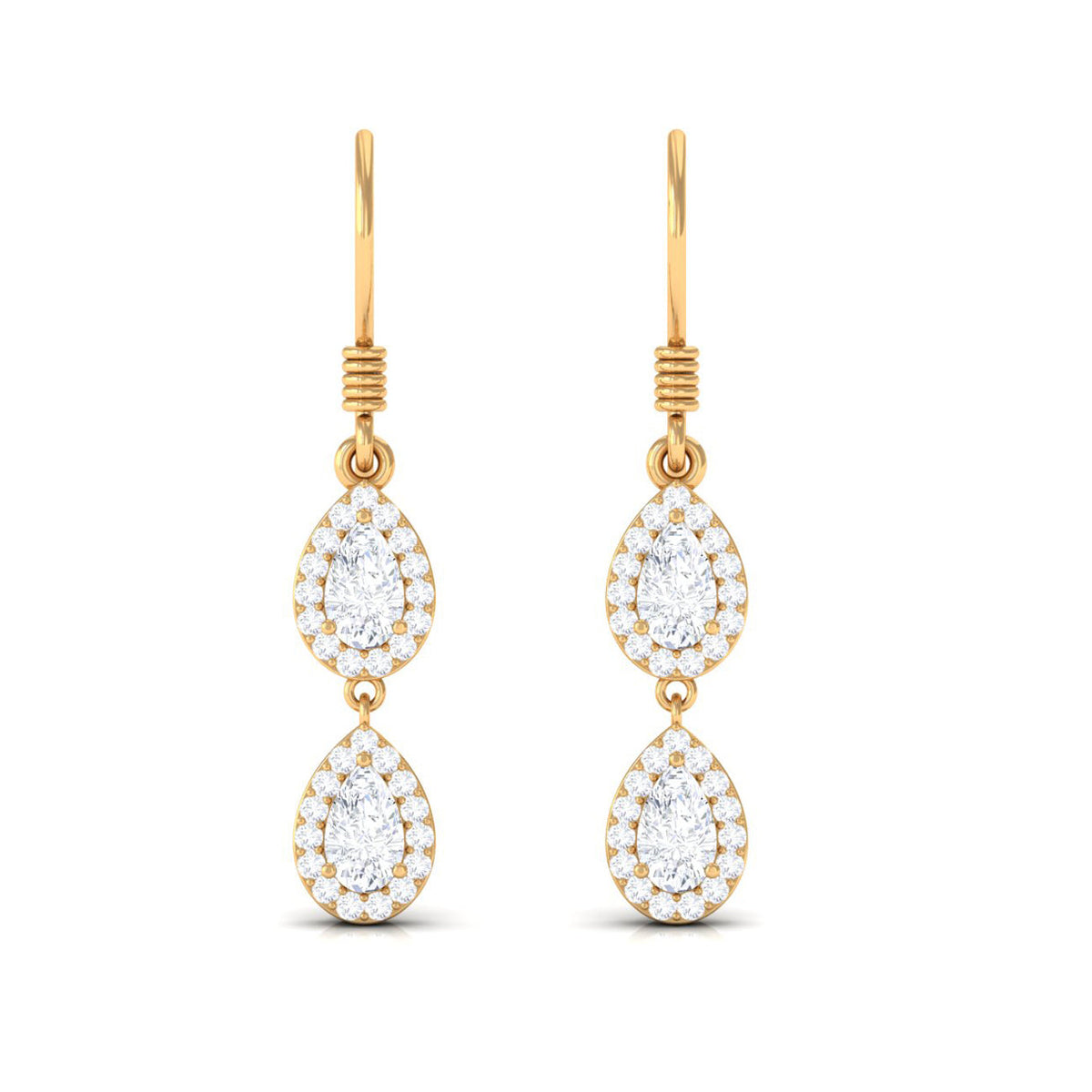 1 CT Pear and Round Cut Moissanite Dangle Earrings