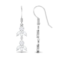 Certified Moissanite Dangling Earrings with Fish Hook