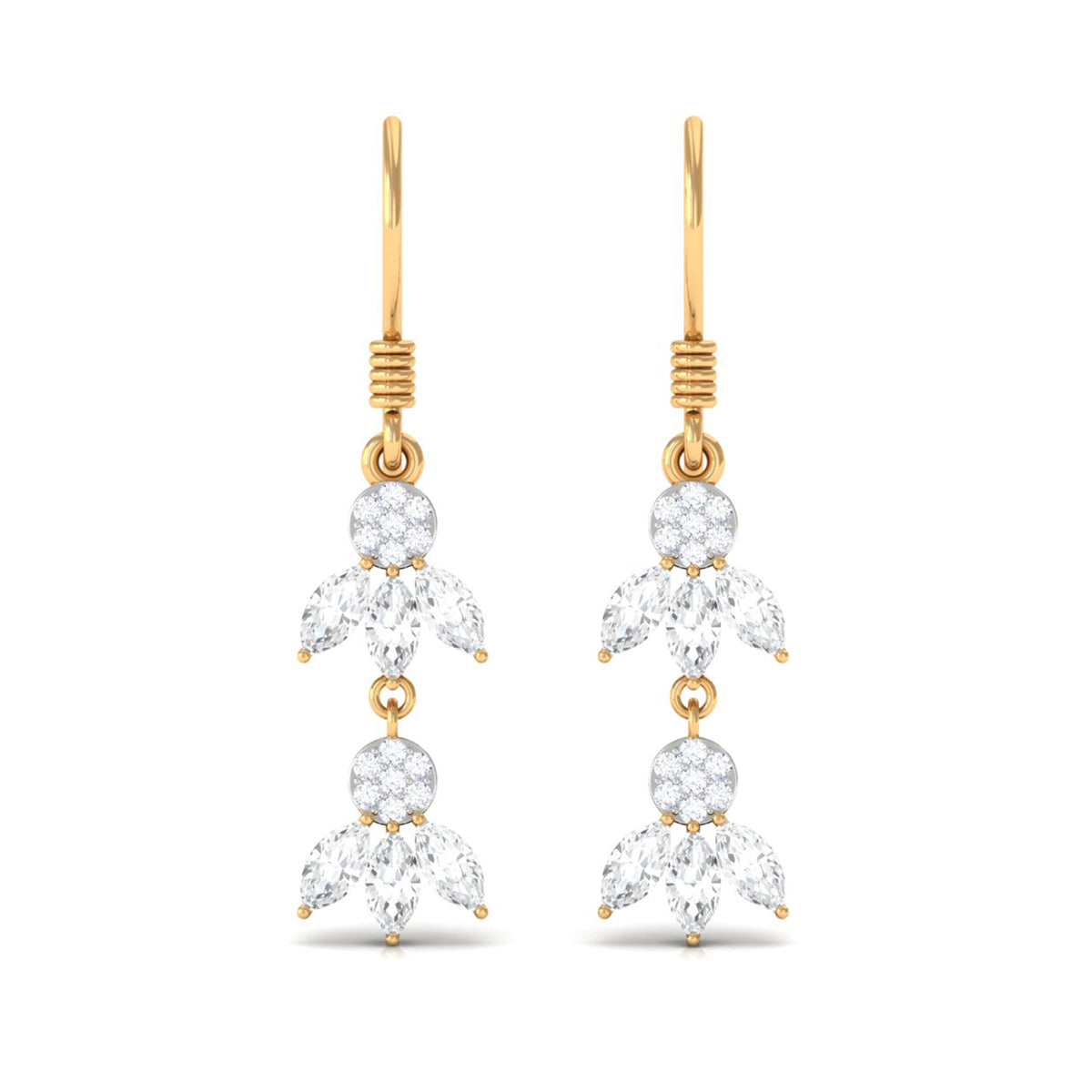 Certified Moissanite Dangling Earrings with Fish Hook
