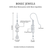 1.75 CT Moissanite Minimal Dangle Earrings in Gold