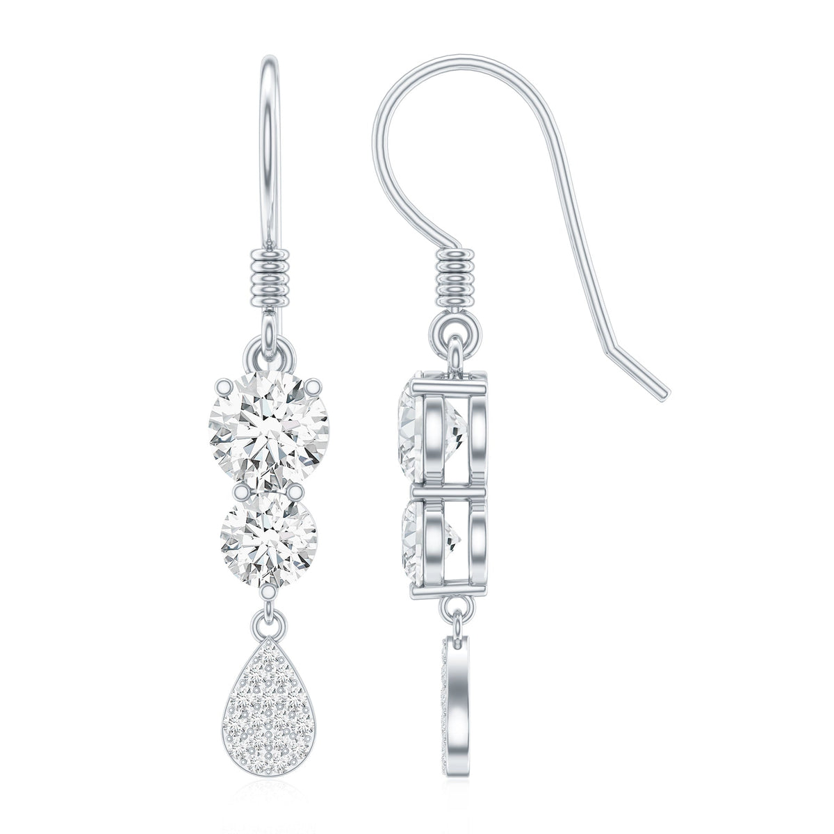1.75 CT Moissanite Minimal Dangle Earrings in Gold