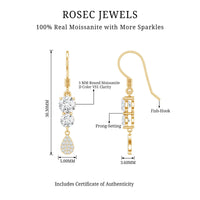 1.75 CT Moissanite Minimal Dangle Earrings in Gold
