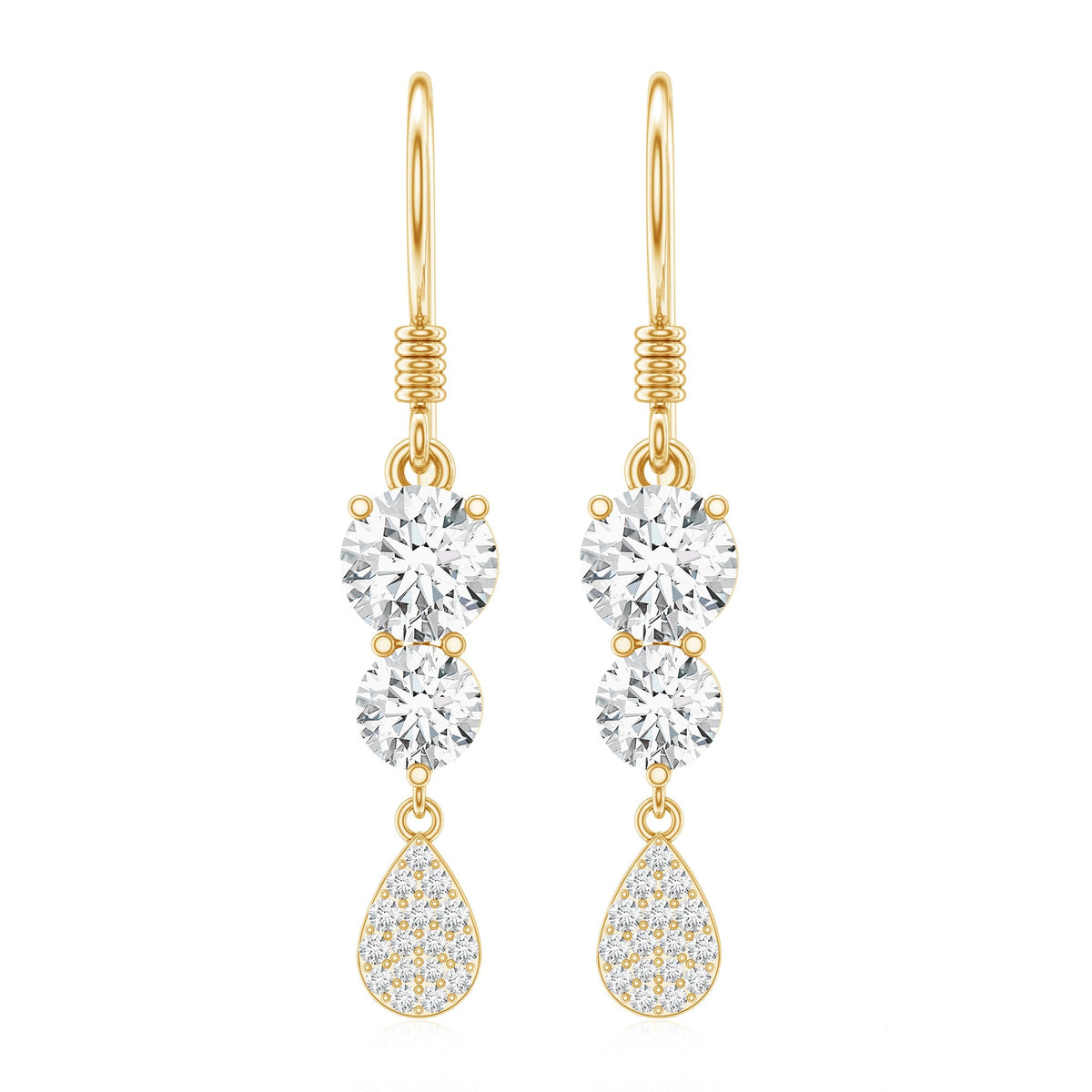 1.75 CT Moissanite Minimal Dangle Earrings in Gold