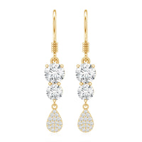 1.75 CT Moissanite Minimal Dangle Earrings in Gold