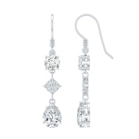 Certified Moissanite Bridal Dangle Earrings with Fish Hook
