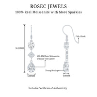 Certified Moissanite Bridal Dangle Earrings with Fish Hook