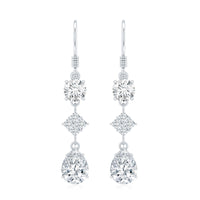 Certified Moissanite Bridal Dangle Earrings with Fish Hook