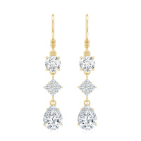 Certified Moissanite Bridal Dangle Earrings with Fish Hook