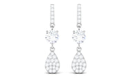 1 CT Round Cut Moissanite Classic Dangle Drop Earrings