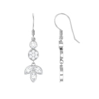 1.75 CT Marquise and Round Cut Moissanite Leaf Dangle Earrings