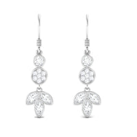1.75 CT Marquise and Round Cut Moissanite Leaf Dangle Earrings