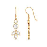 1.75 CT Marquise and Round Cut Moissanite Leaf Dangle Earrings