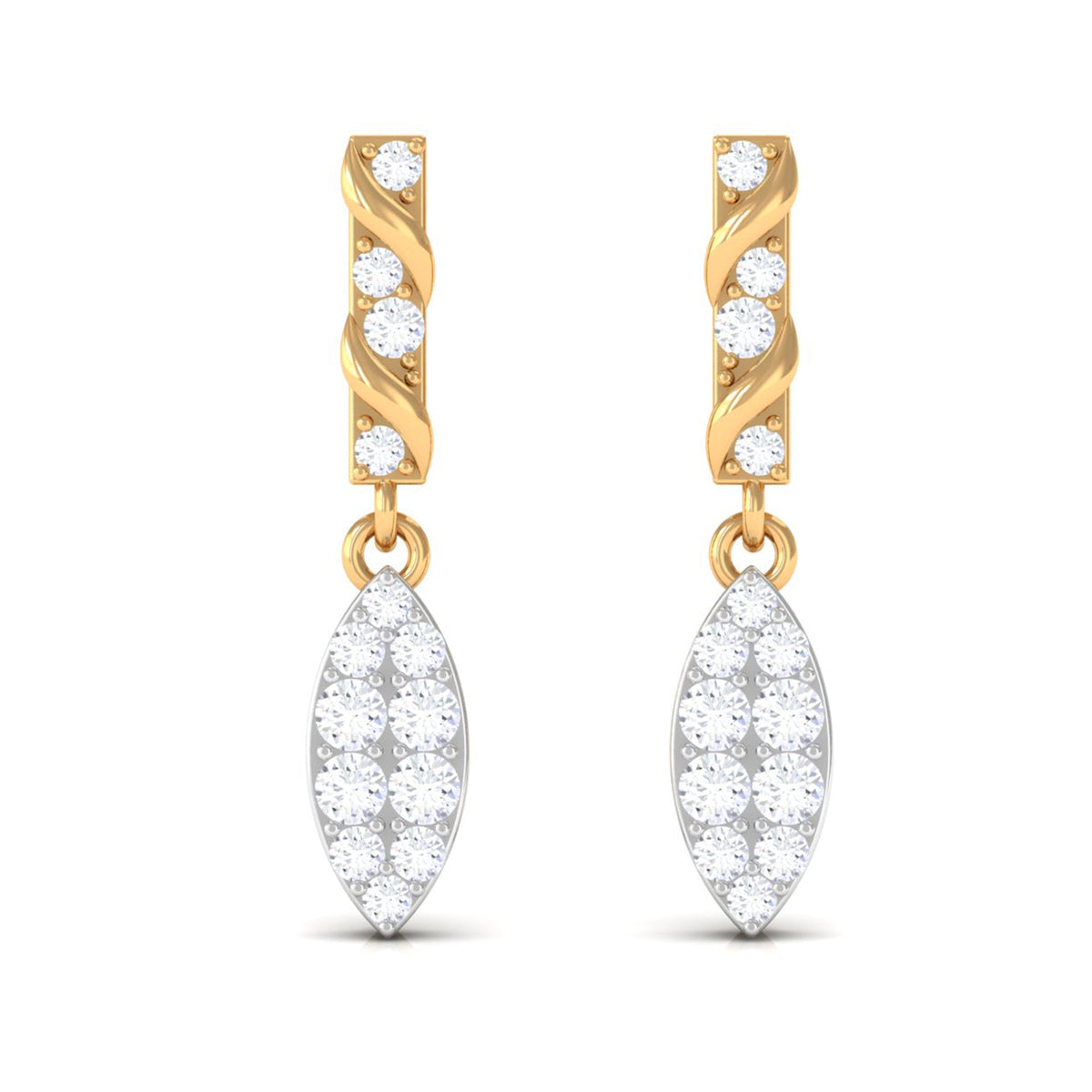 Certified Moissanite Leaf Dangle Drop Earrings