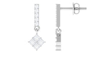 3/4 CT Contemporary Moissanite Dangle Earrings