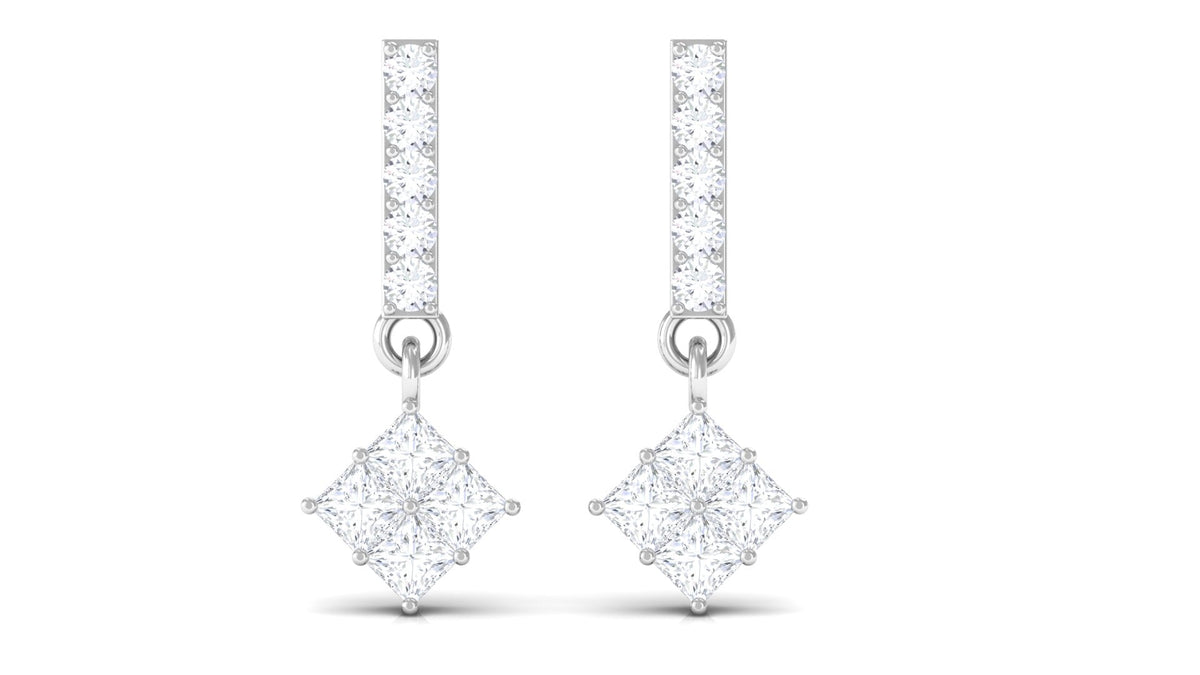 3/4 CT Contemporary Moissanite Dangle Earrings