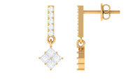 3/4 CT Contemporary Moissanite Dangle Earrings