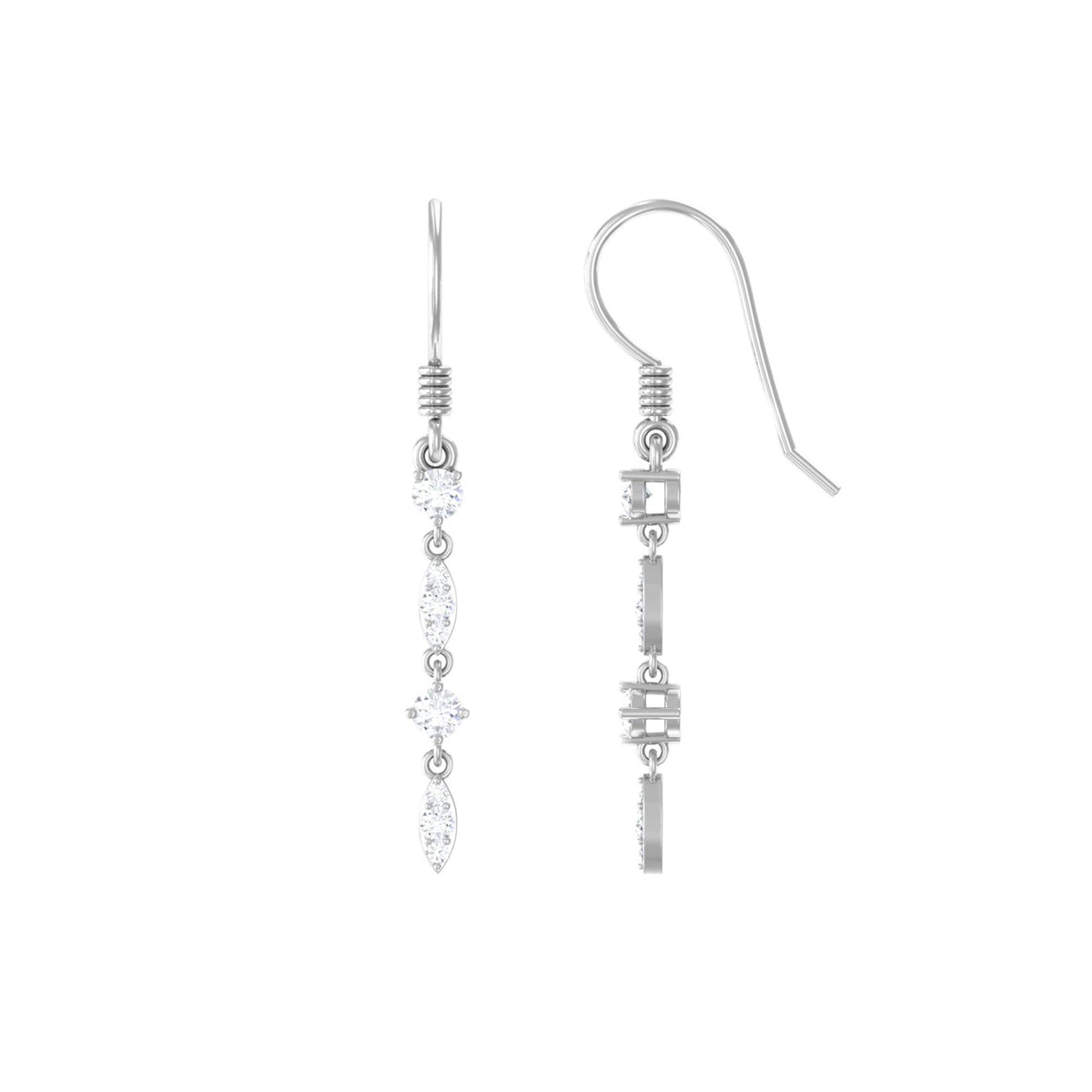 Womens Moissanite Dangle Earrings with Fish Hook