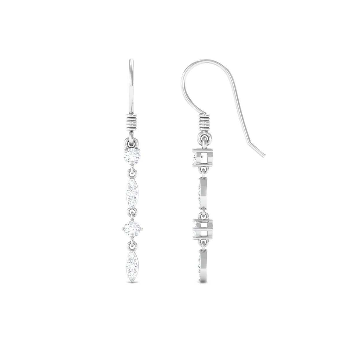 Womens Moissanite Dangle Earrings with Fish Hook