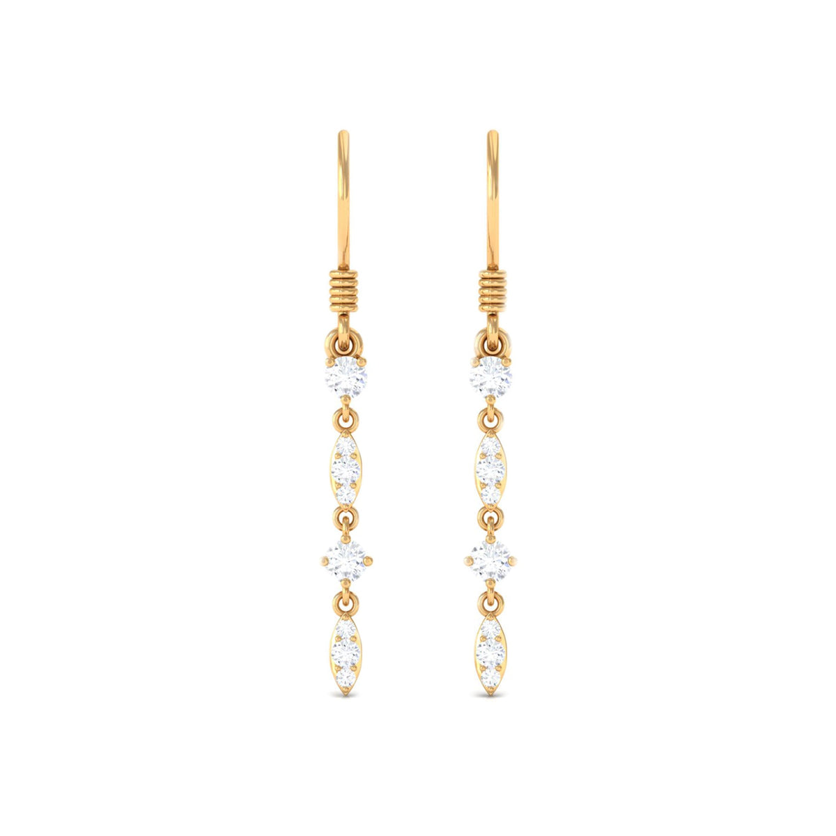 Womens Moissanite Dangle Earrings with Fish Hook