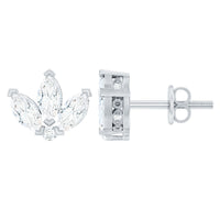 Certified Moissanite Lotus Flower Stud Earring