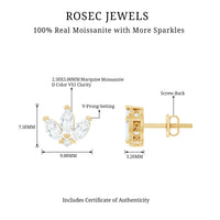 Certified Moissanite Lotus Flower Stud Earring