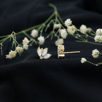 Certified Moissanite Lotus Flower Stud Earring