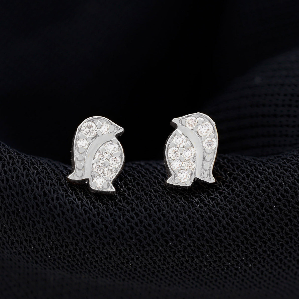 Natural Diamond Christmas Penguin Earrings With Certificate