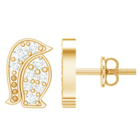 Natural Diamond Christmas Penguin Earrings With Certificate
