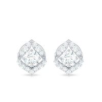 Nature Inspired Diamond Leaf Earrings with Screw Back