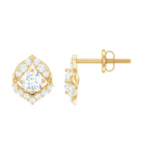 Nature Inspired Diamond Leaf Earrings with Screw Back